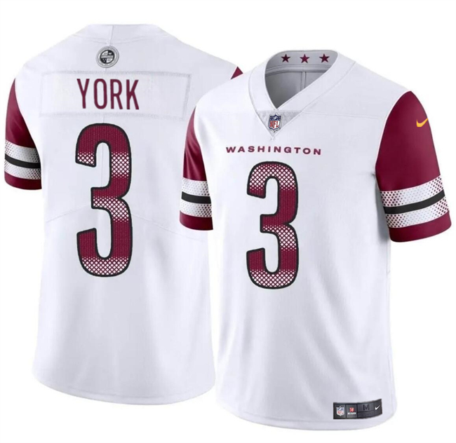 Men's Washington Commanders #3 Cade York White 2024 Vapor Limited Football Stitched Jersey - Click Image to Close